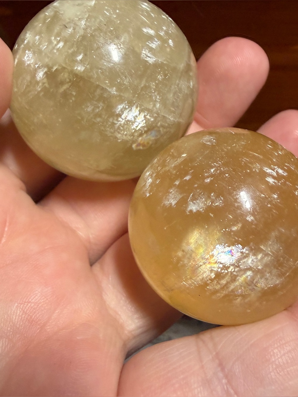 Honey calcite crystal sphere